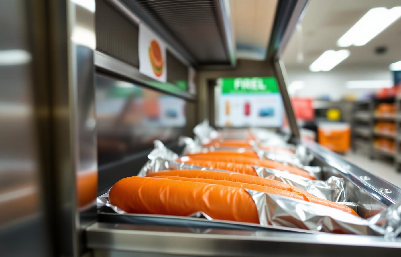 Hot food warmer case in a convenience store